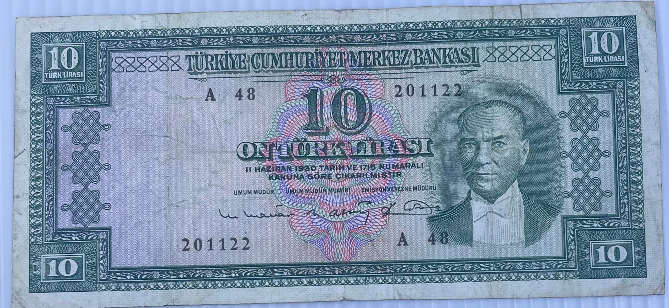 Turkey 1963-1966 10 Lira P-161 World Banknote